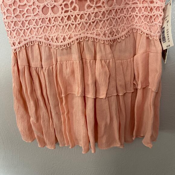 Chelsea & Violet Girls Sleeveless Square Neck Lace Tiered Smocked Tank Size L - Picture 3 of 12